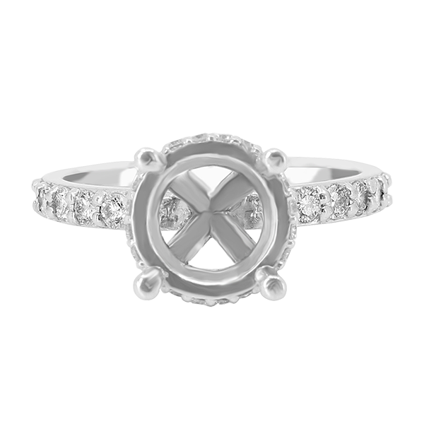 14K WHITE GOLD SHARED PRONG SEMI MOUNTING 